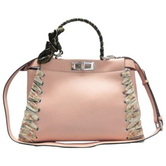 FENDI Peekaboo IseeU Pink Leather Satchel with Ribbon 1200-083025 - Picture 1 of 12